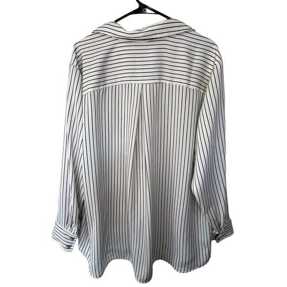 Rachel Zoe Black and White Button Up Striped Long Sleeve Blouse - Picture 3 of 4